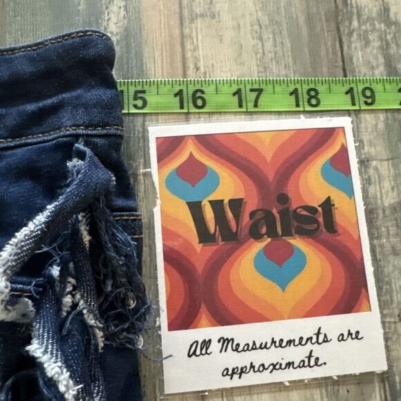 United We Stand Fringed Distressed Jeans Jr Womens Sz 15 USA Festival Boho Denim - Picture 11 of 14